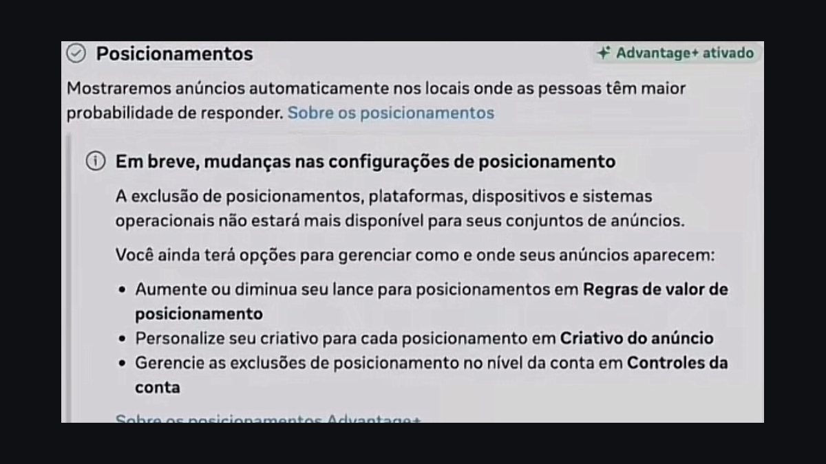 O Meta vai tirar sua escolha de onde o anúncio aparece. O que fazer antes disso chegar